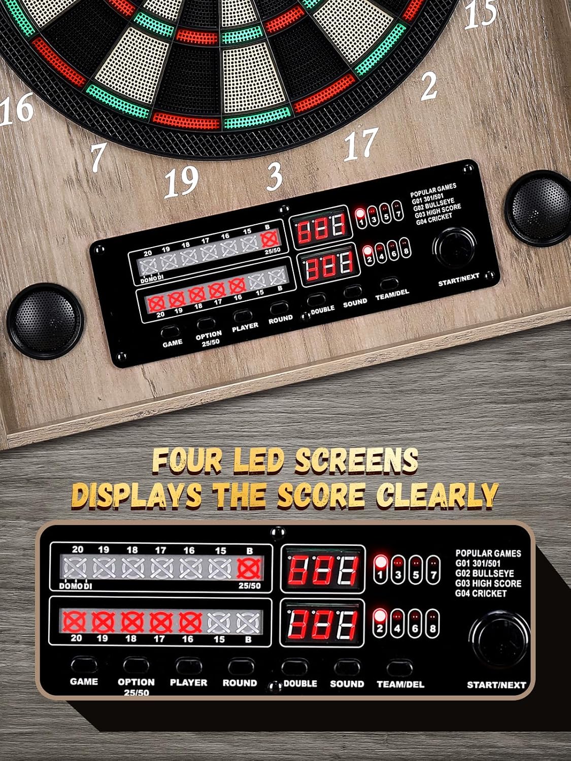 Tablero de dardos electrónico, - Electronic Dartboard Cabinet reseña y precio